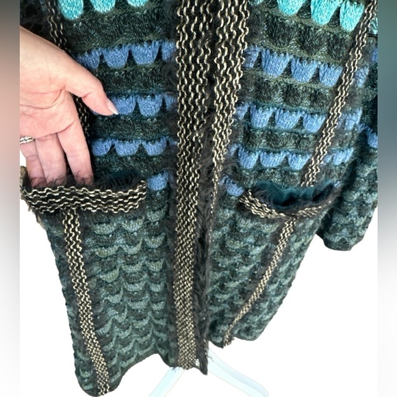 NIC+ZOE Shades of Blue Fish Scale Cardigan Long Sweater Size M / L - Picture 5 of 16
